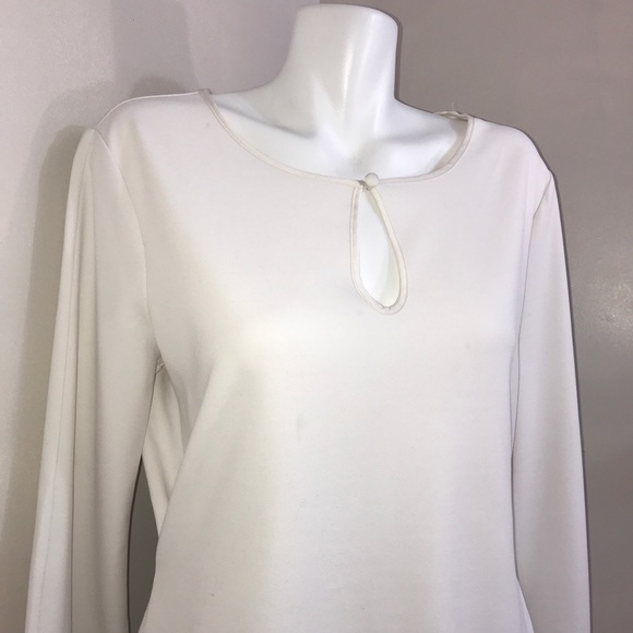 🧩Ann Taylor All White Ruffled Long Sleeve Blouse - Picture 3 of 12